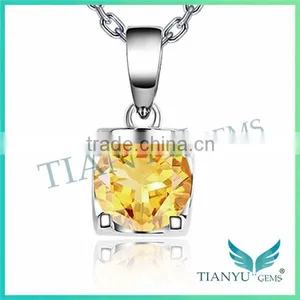 Wholesale Fashion Artificial Yellow Round Billirant Cut Moissantie Diamond Pendants Charms thumbnail-2