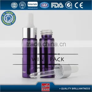 3ml 5ml 10ml Purple Essential Oil Bottle With Dropper and Shiny Silver Cap thumbnail-1