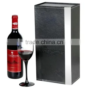 Factory Wholesale Custom Luxury Single Bottled Wine Box, Leather Black Beautiful Gift Box thumbnail-2
