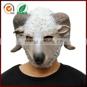 Halloween Costumes Rubber Animal Goat Full Head Latex Mask for Women thumbnail-1