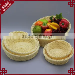 Cusotm Size Oblique Mouth Design 100% Hand Woven Fruit Vegetable Plastic Wicker Basket thumbnail-3