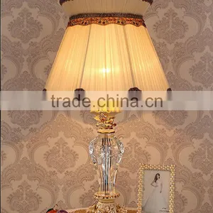 White Ceramic Carving Stand K9 Clear Crystal Table Lamp With Lampshade thumbnail-1