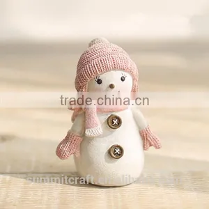 Resin Pink Cute Snowman Figurine Christmas Decorations thumbnail-2