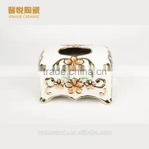 Stock Ceramic Tissue Paper Box/tissue Box in Stock Golden Color thumbnail-1