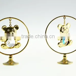 Latest Lovely Gold Plated Crystals Bear for Baby Gift Ideas thumbnail-2