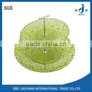 Green Color Glass Dinner Plate Set With Metal Handle Stand thumbnail-1