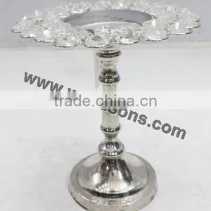 Crystal Beaded Pillar Candle Holder/ Crystal Wedding Centerpiece/Table Candlesticks thumbnail-1