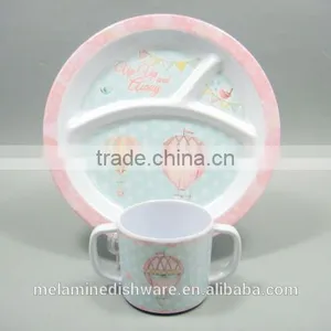 100% Melamine Hot Selling Children Dinnerware Set Dinner Plate and Cup With Two Handle thumbnail-1
