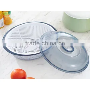 Oval Double Layers Kitchen Vegetable Fruit Rice Plastic Washing Drain Draining Basket thumbnail-1
