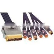 Moulded 21 PIN Plug Scart(180) With Switch to 4RCA Plug Plus 2S-VHS Plug Scart Cable VK30464 thumbnail-1