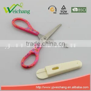 WCSC219 Premium Novelty Wholesale Soft Handle Colorful School Children Plastic Scissors With Cover thumbnail-3