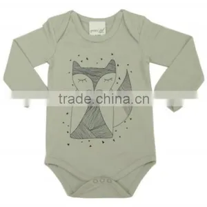 Organic Newborn Baby Body Suits With Lovely Chest Printed and 100% Organic Cotton Soft With Long Sleeve Baby Body Suits thumbnail-1