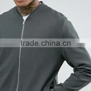 2017 Best Price High Quality New Design Durable Baseball Collar 100% Cotton Sweat Grey Casual Men Sport Jacket thumbnail-3
