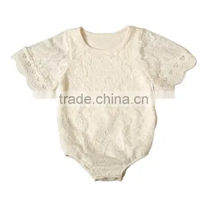 Comfortable Baby Bodysuits Infant Toddler Summer Short Sleeve Clothes 2017 Newest White Baby Lace Rompers thumbnail-5