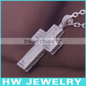 HWMCP1321 Micro Pave Setting Iced Out Cross Pendant thumbnail-1