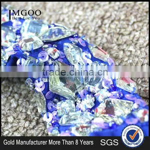 MGOO Cheap Evening Dress OEM Services Navy Blue One Shoulder Crystal Beaded Women Dress Party Cocktail Dress thumbnail-4
