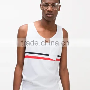 Classic Chest Stripe With Pocket 100%cotton Vest thumbnail-2
