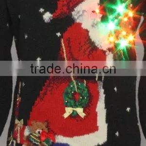 2016 Unisex Woolen Pullover Hand Knitted Unique LED Lighted Ugly Christmas Sweater thumbnail-2