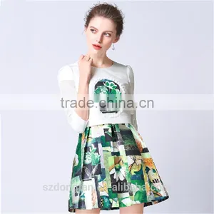 Hot Girls Short & Sexy Mini Ladies Formal Cheap Flower Skirt And Blouse With High Quality Custom thumbnail-1