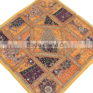 Orange Floor Luxury Pillow Cover Indian Decorator Tapestry Large Bed Cushion thumbnail-2
