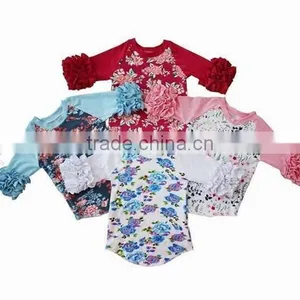 Wholesale Boutique Baby Clothes Simple Design Flower T-shirt Latest Design Girls Top thumbnail-1