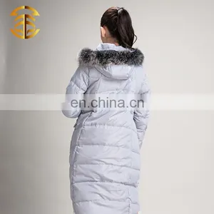 Wholesale Colorful Hooded China Ladies Long Down Jacket thumbnail-5