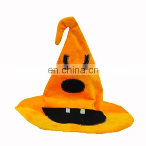 MCH-1149 Party Funny Velvet Wholesale Adult Yellow Imprint Witch Hat for Halloween thumbnail-1