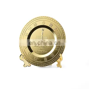 Custom Golden Round Metal Commemorative Plate Wholesale thumbnail-1