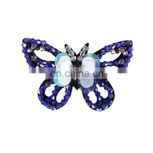 Hot Sale Green Blue Beading Sequins Butterfly Applique for Bag Dress thumbnail-2