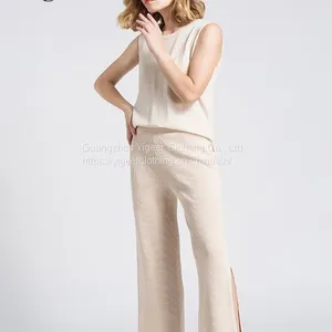 Long Cotton Knitted Pure Color Casual Pants thumbnail-4