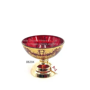 Yellow Glass Fruit Bowl With Floral in China thumbnail-2