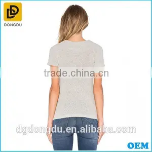 Comfortable Knitted One Color Simple Women Grey Color t Shirt thumbnail-2