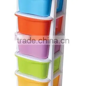 5 Tier Removable Plastic Storage Drawer or Cabinet With Wheels thumbnail-1