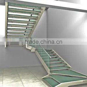 Modern Indoor Stairs With Tempered Glass thumbnail-1