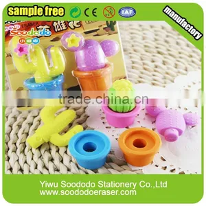 3D Puzzle Rubber Cactus Shaped Erasers for School thumbnail-3