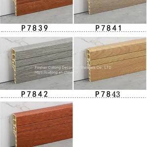 Baseboard Wholesale Corner Line 7cm PVC Anchor Line With Nail Cover Strip Floor Wood Grain Black and White Grey Closing thumbnail-4