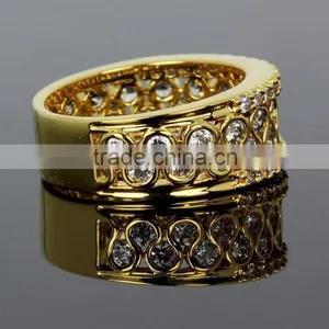 Grand Luxury Clear Zircon Crystals Gold Platinum Jewlery Ring Wedding Band thumbnail-6