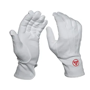 White Cotton Masonic/freemason Glove Custom Made Embroider Logo Glove thumbnail-1