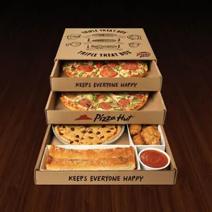 Customized Reusable Brown Corrugated Pizza Box Multi Layer Drawer Kraft Display Carton 24inch Food Pizza Box Packaging thumbnail-2