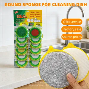Round Tough on Messes Dish Sponges, Dual Sided Scrub Sponges for Grease & Stains thumbnail-1