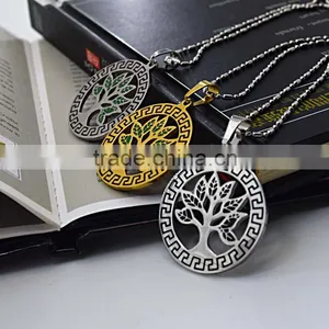 Vacuum Plating Silver Rose Gold Round Shape Wholesale Fashion Jewelry Tree of Life Pendant thumbnail-4