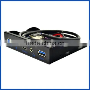 3.5" Expansion Floppy Bay Front Panel 2 USB 3.0 + Type C + HD Audio Ports Hub thumbnail-1