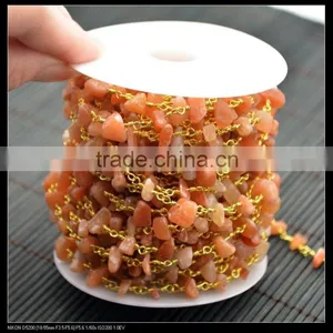 LFD-006C ~ Wholesale DIY Gold Plated Wire Wrapped Freeform Red Agate Chips Chain Gem Stone Beaded Jewelry Handmade Finding thumbnail-3