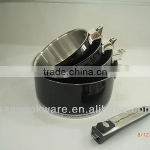 4 Pcs Removable Handle Saucepan Set With Black Ceramic Paining Outside thumbnail-1