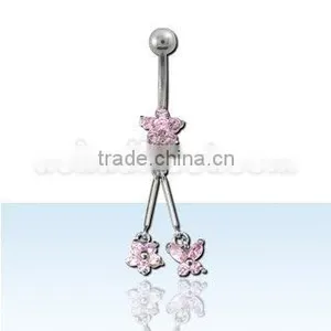 Dangling Cubic Zirconia Flower Belly Jewelry thumbnail-1