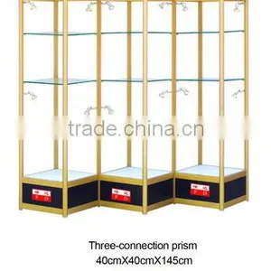 Three-connection Prism Aluminuim Showcase Whrite Glass Display Cabinet thumbnail-1