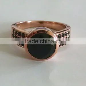 Black Spinel Solitaire Ring - 925 Sterling Silver (rose Gold Plated) thumbnail-1