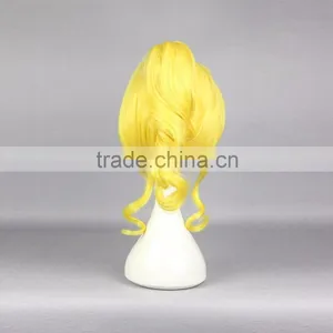 Cosplay Wig Pretty Girl Haistyle 30cm Short Wavy Yellow Synthetic Hair Anime Cosplay Love Live Ayase Eli Wig Pigtail Cosplay Wig thumbnail-4