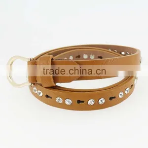 Women's Fashion pu Leather Shiny Rhinestone Belt With Shiny Gold Buckles in Yiwu thumbnail-5