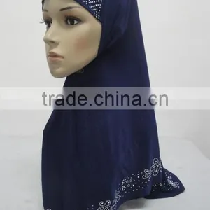 H192 Latest Muslim Hijab With Rhinestones thumbnail-1